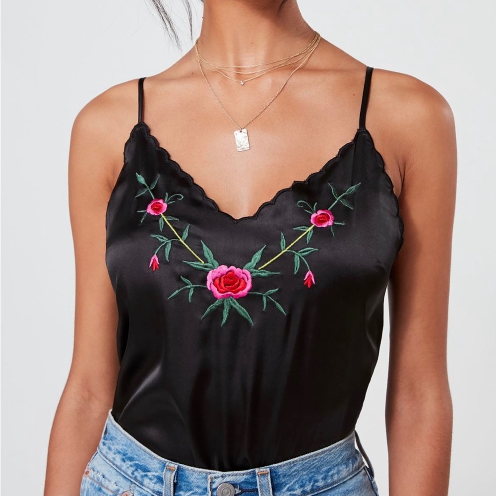 UO Cara Embroidered Silk Cami